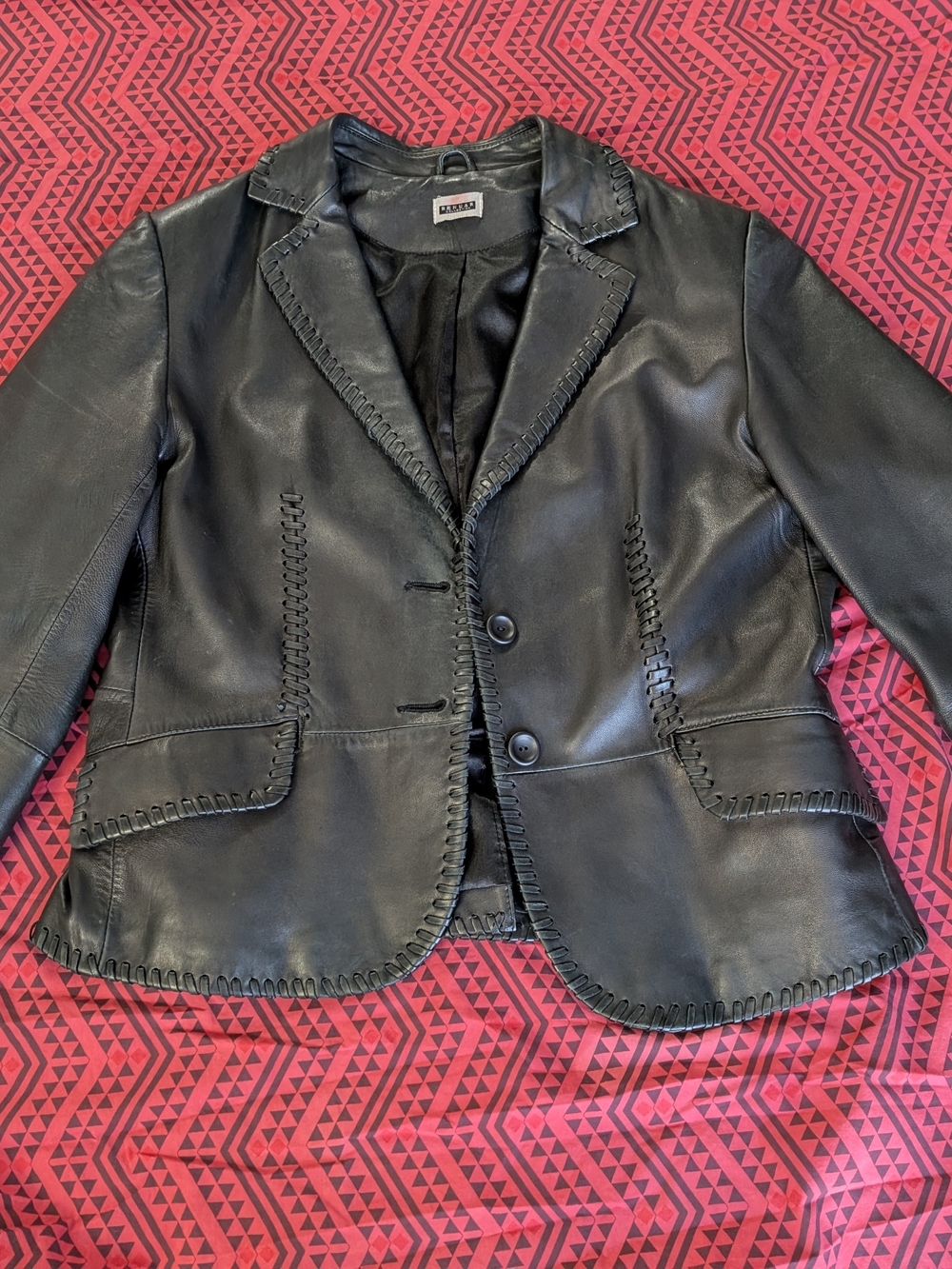 Renuar Black Leather Blazer Jacket